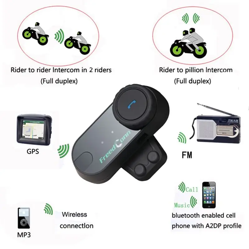 2 шт. FreedConn T-COM VB шлем гарнитура 800 м Bluetooth домофон мотоцикла с FM радио+ дополнительный зажим