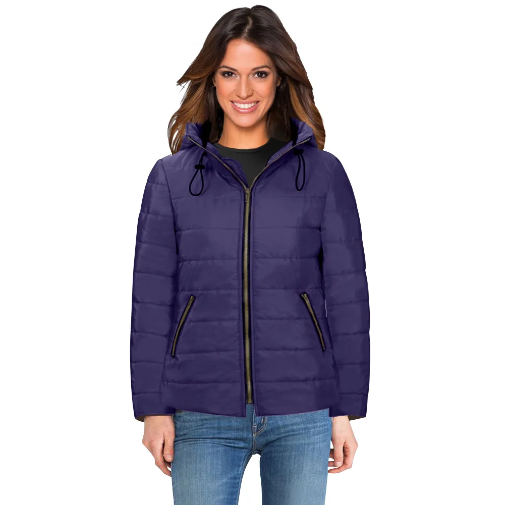 Повседневная однотонная короткая зимняя куртка женская модная теплая парка Feminina