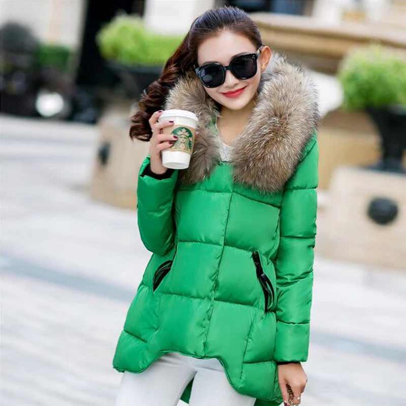 Большой натуральный мех новинка 2018 модная зимняя куртка Женская Асимметричная