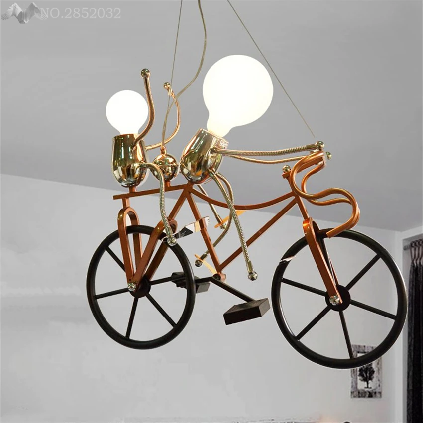 Modern creative cute cartoon knight bike pendant lamp iron light for living room kids bedroom home lighting fixtures | Лампы и