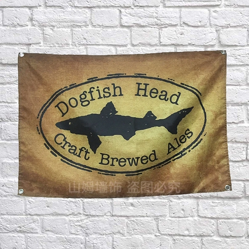 

Dogfish Head Poster Banners Bar Cafe Hotel Theme Wall Decor Hanging Art Waterproof Cloth Polyester Fabric Flags Theme Painting