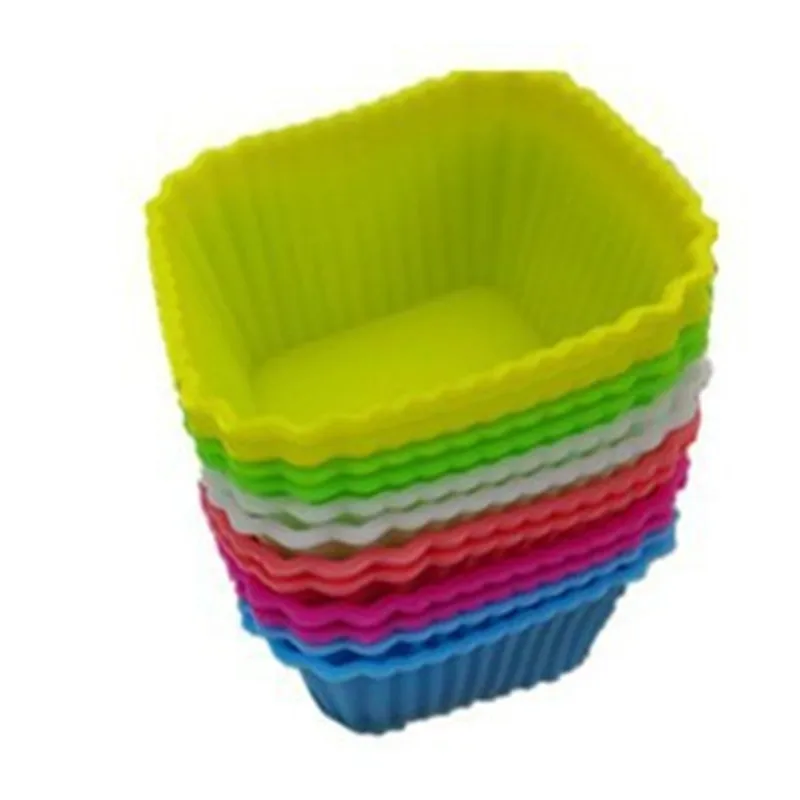12PCS/SET Square Silicon Cake Baking Molds Jelly Mold Cupcake Pan Muffin Cup | Дом и сад