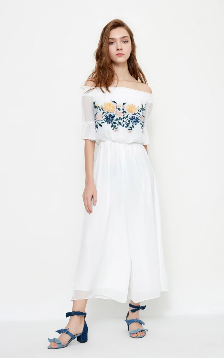 Vero Moda женский свободный комбинезон с вырезом лодочкой и вышивкой | 318144506