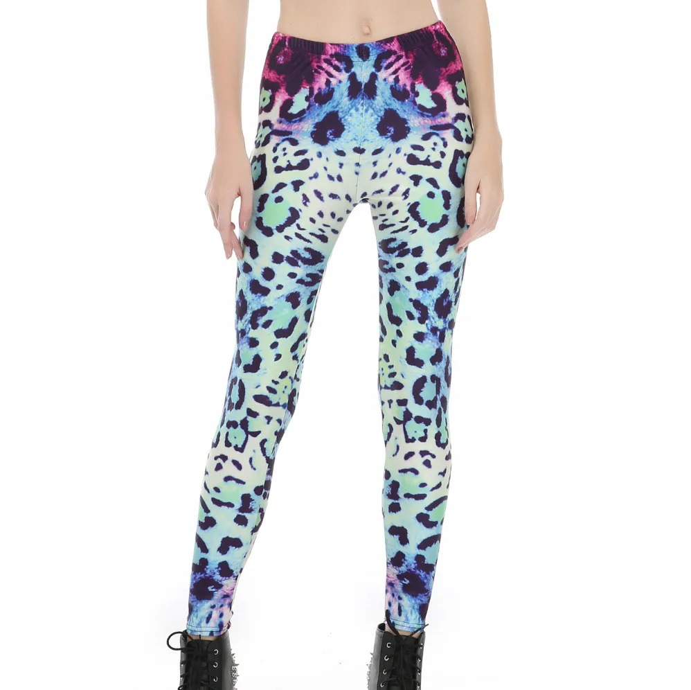 

2017 Women Patchwork Color Leopard Print Leggings Slim Fit Thin Elastic Polyester Cos Party Pants Casual Trousers Drop Shipping