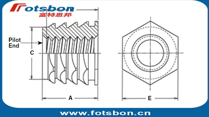 

NFPC-M4Press-in threaded inserts PEM standard . Made in China, in stock