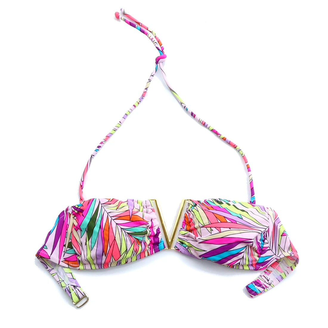 Женский купальник бикини с принтом и розовыми цветами комплект оборками