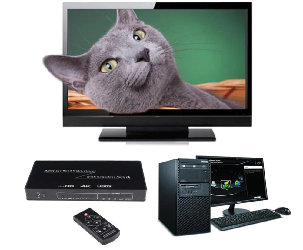 HDMI 4 разветвитель изображения 4k HD многоканальный Открытый четыре в одном