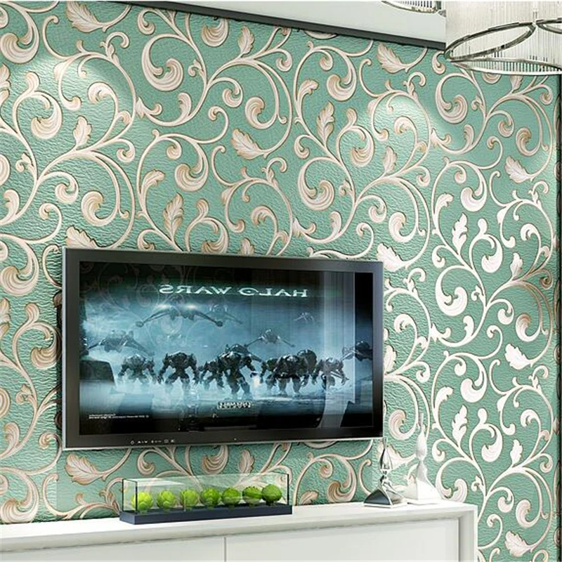 beibehang Modern simple deerskin cashmere foaming process thick three-dimensional non-woven wallpaper TV background wall | Обустройство