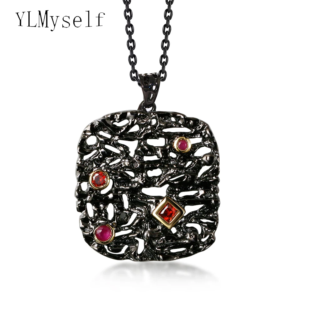 Ожерелье с большой квадратной подвеской и черной цепочкой для женщин модные