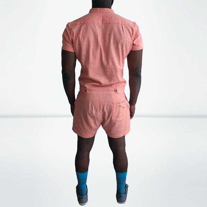 Для мужчин комбинезоны летние шорты брюки карго мода короткий рукав s