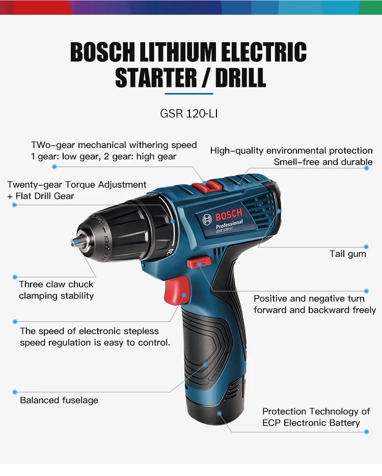 Bosch GSR 120-Li ручная дрель 12 В Электрическая дрель бытовой Электроинструмент отвертка