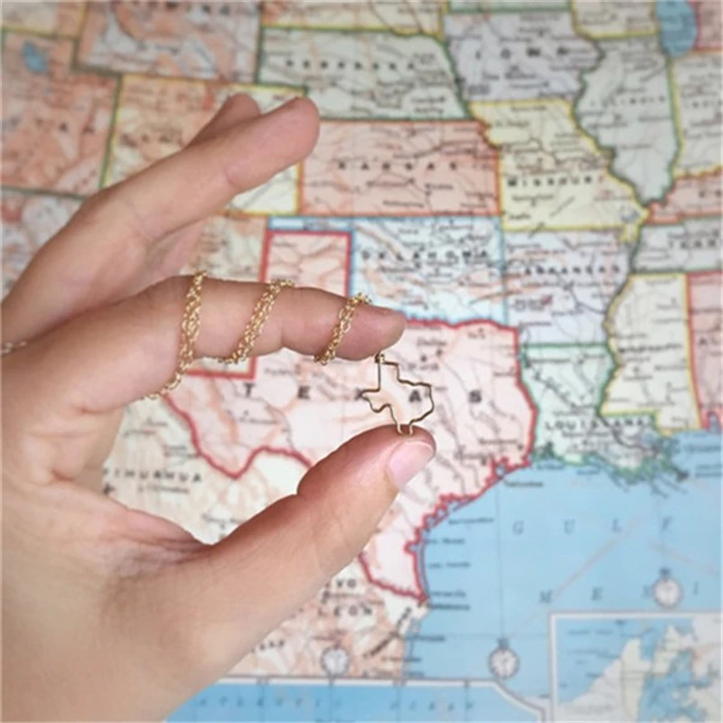 30 шт./лот модная карта США Техас Джорджия штат Алабама ожерелье с подвеской