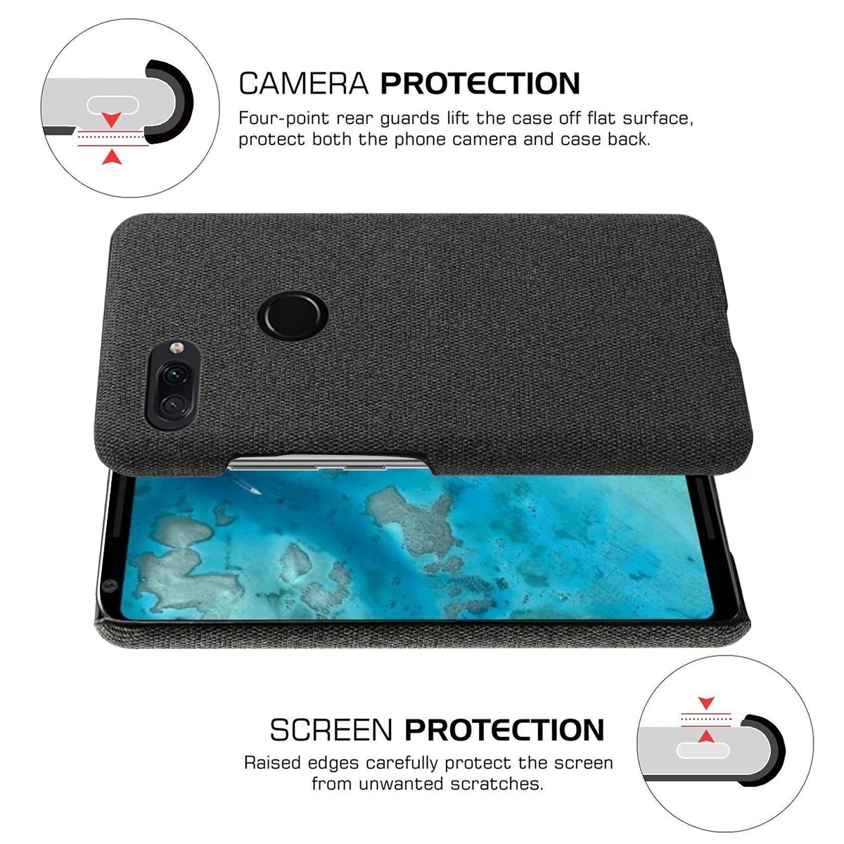 For Google Pixel 3a XL 4 Case Ultra Back Hard PC Woven Fabric Shockproof Protective Felt Cloth |