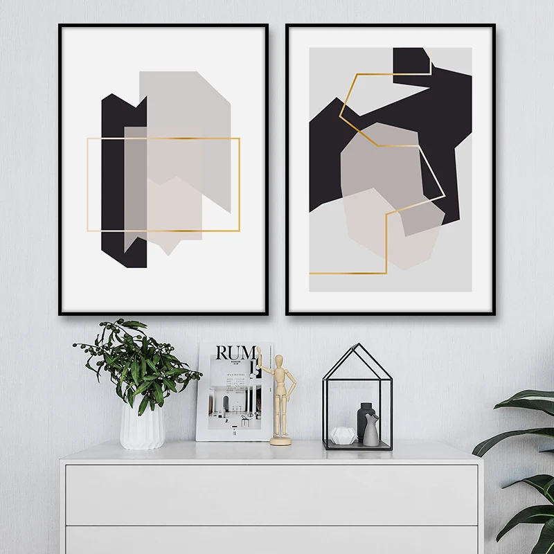 Абстрактные геометрические скандинавские холщовые плакаты и принты