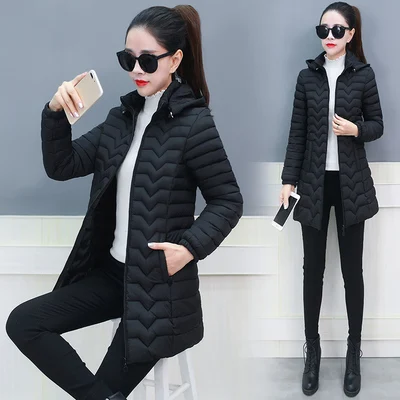 black 6XL, зимняя куртка, женские парки, большой размер, уплотненный, теплый, с капюшоном, длинный, тонкий, хлопок, пуховик, женские куртки, Parker, пальто, XA15 - Цвет: black