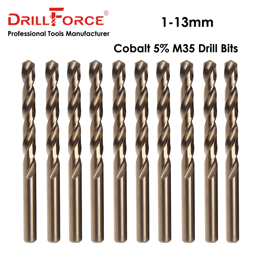 Drillforce Cobalt Drill Bits Set 1-13mm M35 For Stainless Steel Copper, Aluminum, Zinc Alloy HSSCo Twist Drill Bit Power Tools