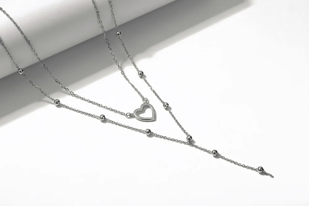SODROV Authentic 925 Sterling Silver Classic Heart Clear CZ Pendant Necklaces Women Fashion Jewelry HN028 Personalized