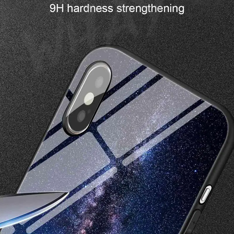 Роскошный чехол для iPhone X силиконовый бампер зеркальный закаленный стеклянный