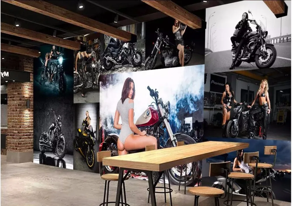 3d photo wallpaper custom mural European luxury sexy beauty motorcycle home decor background living room for walls 3 d | Обустройство