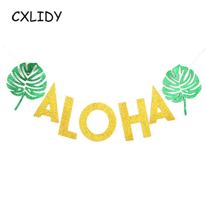 Hawaiian Party ALOHA Letter Turtle Leaf Banner Pineapple Balloon Flamingo Straw Honeycomb Ball Paper Lantern Decoration qq096 | Дом и сад