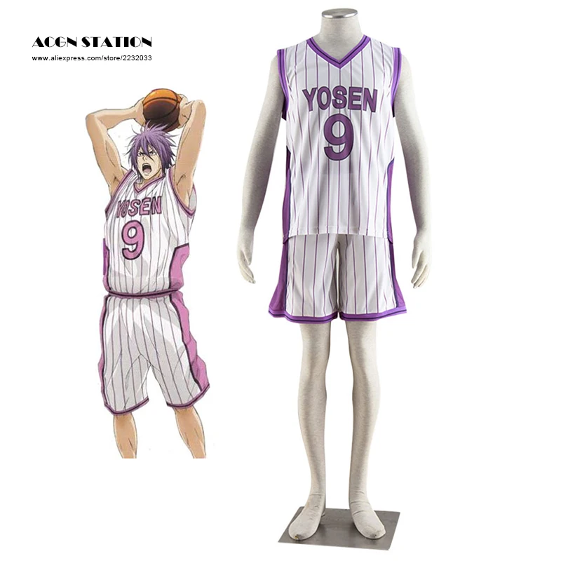 

2018 Free Shipping Adult Costume Kuroko no basuke Kuroko's Basketball Yosen Murasakibara Atsushi No.9 Jersey Cosplay Costume