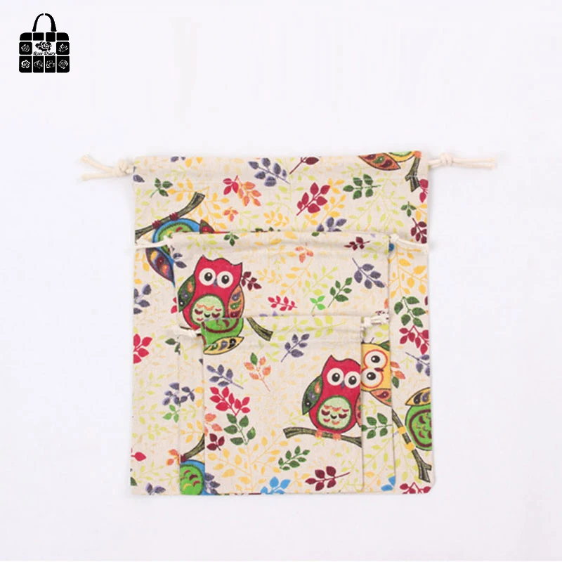 1 шт. Милый хлопковый тканевый мешок для сбора пыли с принтом совы дорожная сумка