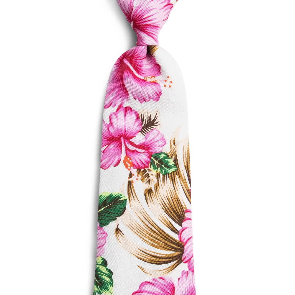Мужской цветочный галстук розовый белый Хлопковый Hankerchief запонки удлиненные