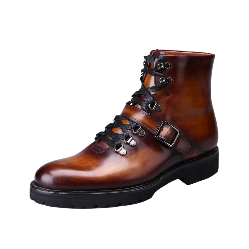 Мужские кожаные туфли на ремешке DIMY черные из воловьей кожи с пряжкой в