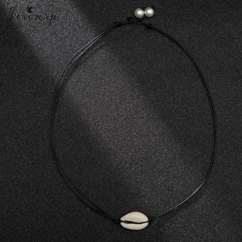 Jisensp Summer Style Shells Charm Necklace Handmade Seashell Chokers Necklaces Fashion Jewelry for Women Girls Party Gift |