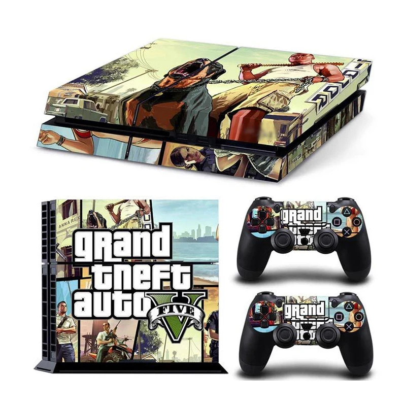 Grand Theft Auto 5 GTA для консоли PS4 Виниловая наклейка Playstation Cover Skin 4 + 2