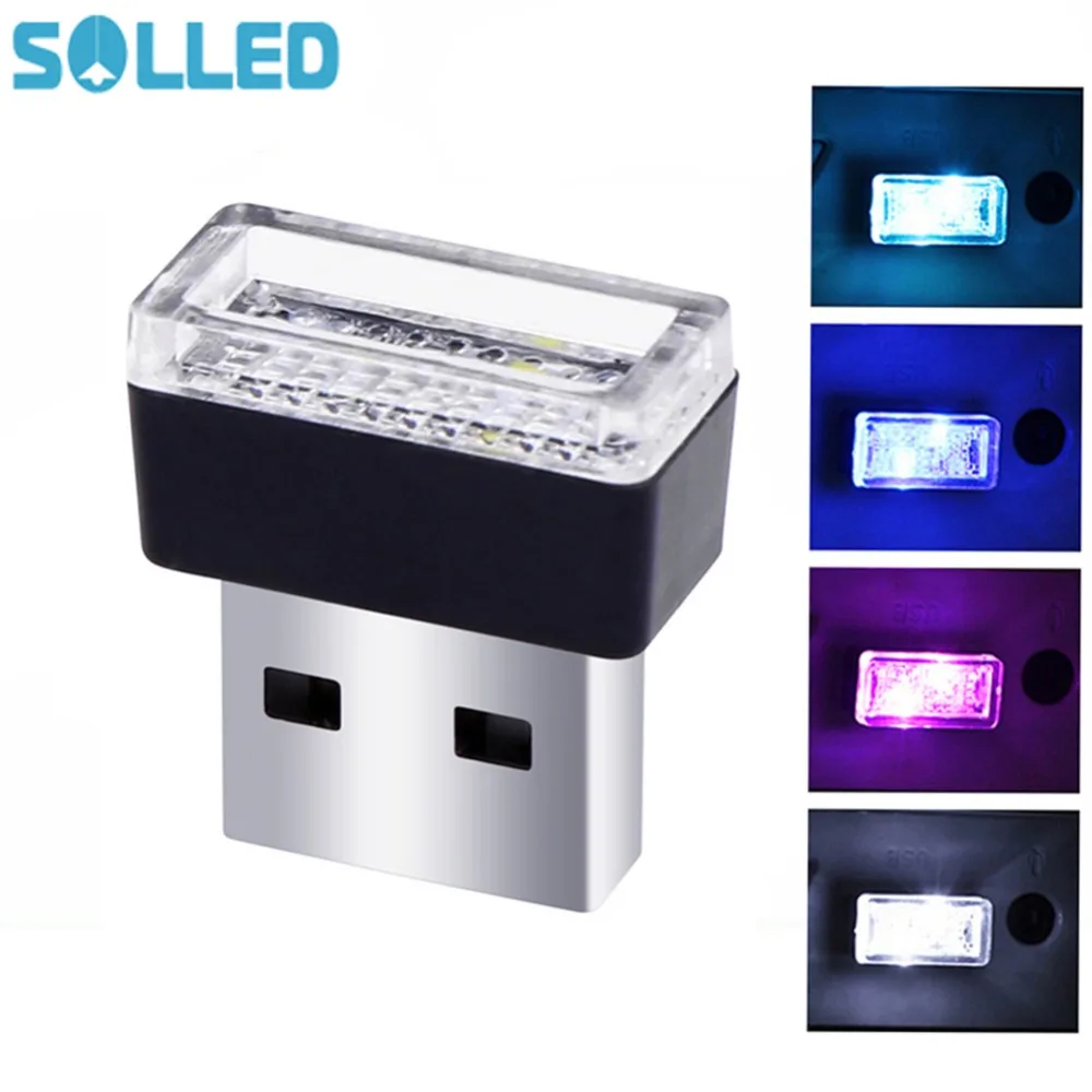 SOL светодиодный USB ночной Светильник СВЕТОДИОДНЫЙ Автомобильный интерьерный атмосферный светильник лампа для ног декоративный светильник
