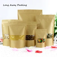 long away packing zip lock kraft paper window bag stand up gift dried food fruit tea packaging pouches zipper self sealing bags