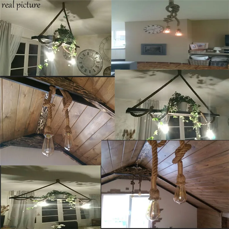 Винтажная веревочная Подвесная лампа в стиле ретро креативный индивидуальный