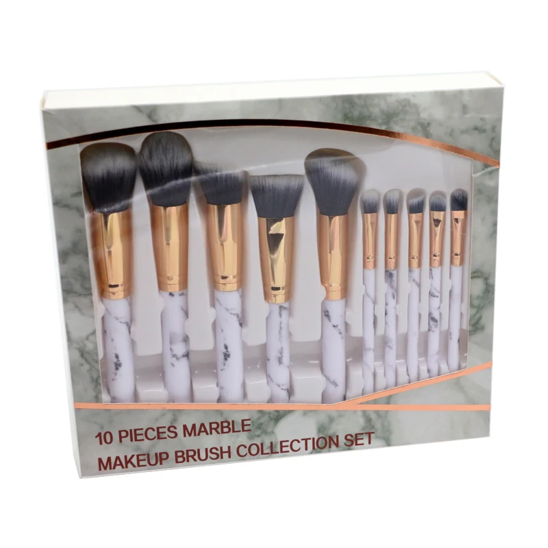 Brush With Box 10 шт набор кистей для макияжа Набор инструментов с профессиональной кисть Кабуки для пудры для макияжа в чехол кистей для макияжа держатель кистей для макияжа - Handle Color: Brush With Box