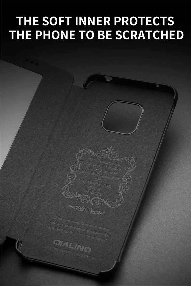 QIALINO роскошный флип-чехол из натуральной кожи для huawei mate 20, Стильный Ультратонкий чехол ручной работы с умным обзором для mate 20 Pro