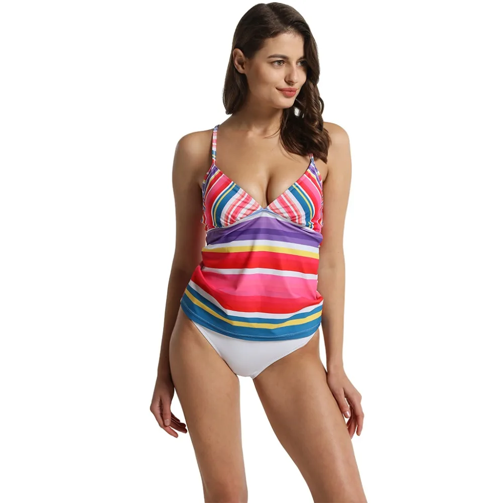 Купальник танкини maillots de bain women купальный костюм с красочным принтом в полоску