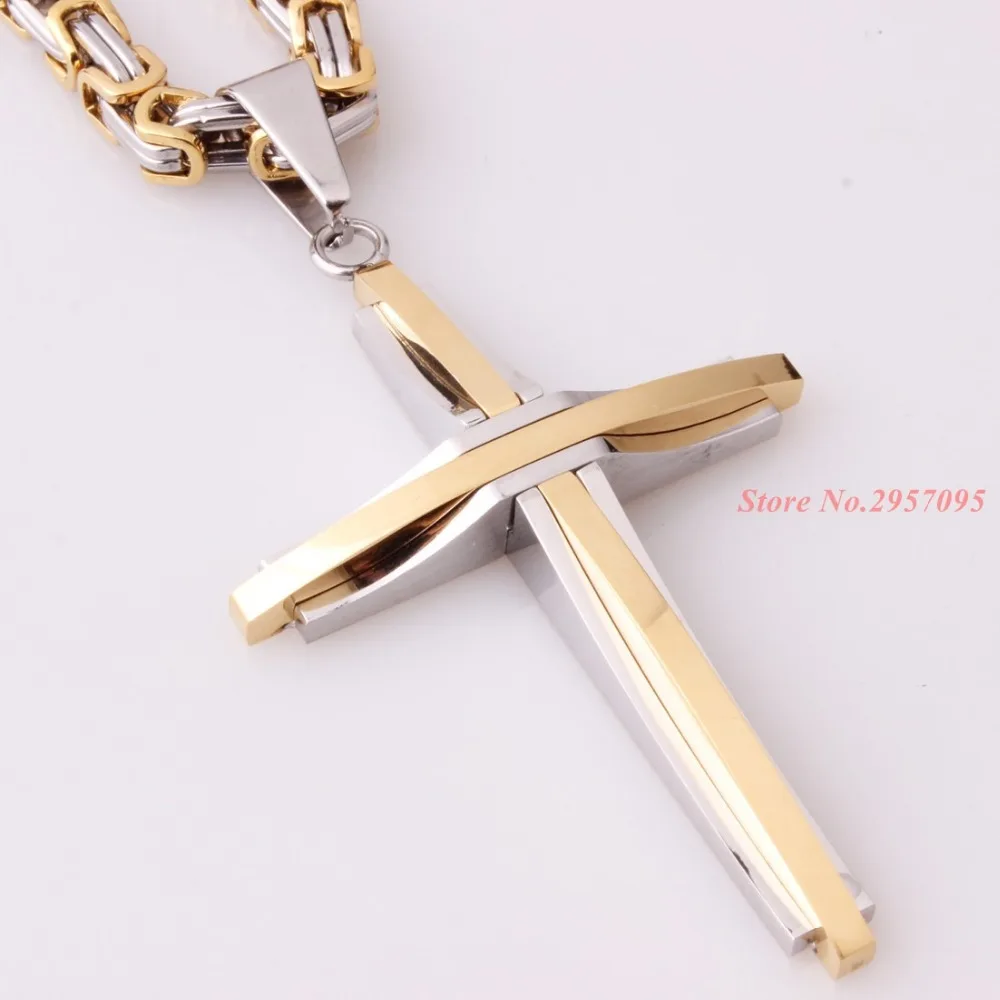 Мужская цепочка из нержавеющей стали с кулоном в виде Креста Иисуса|cross pendant|link