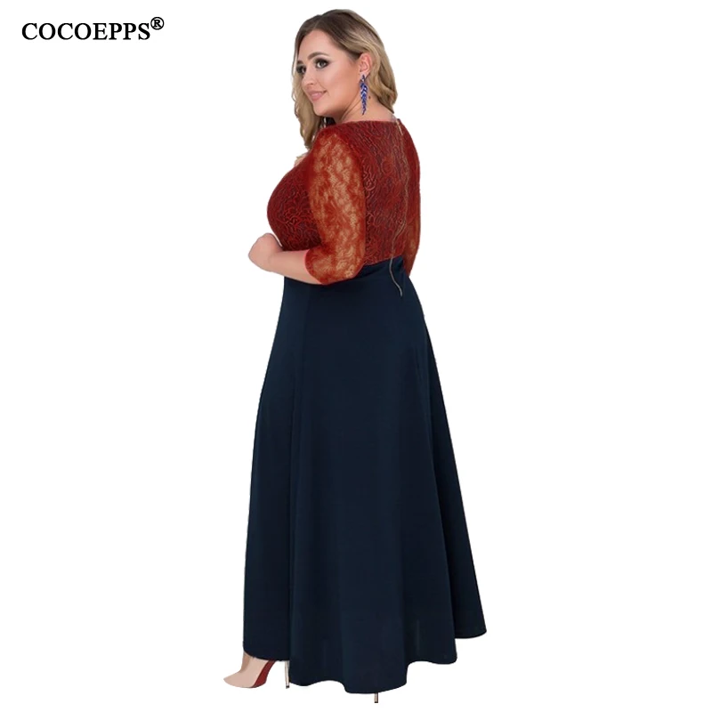 

5XL 6XL 2019 Plus Size Women Lace Dress Long Summer Large Big Size Casual Patchwork Dress Elegant Maxi Sexy Party Dress Vestidos