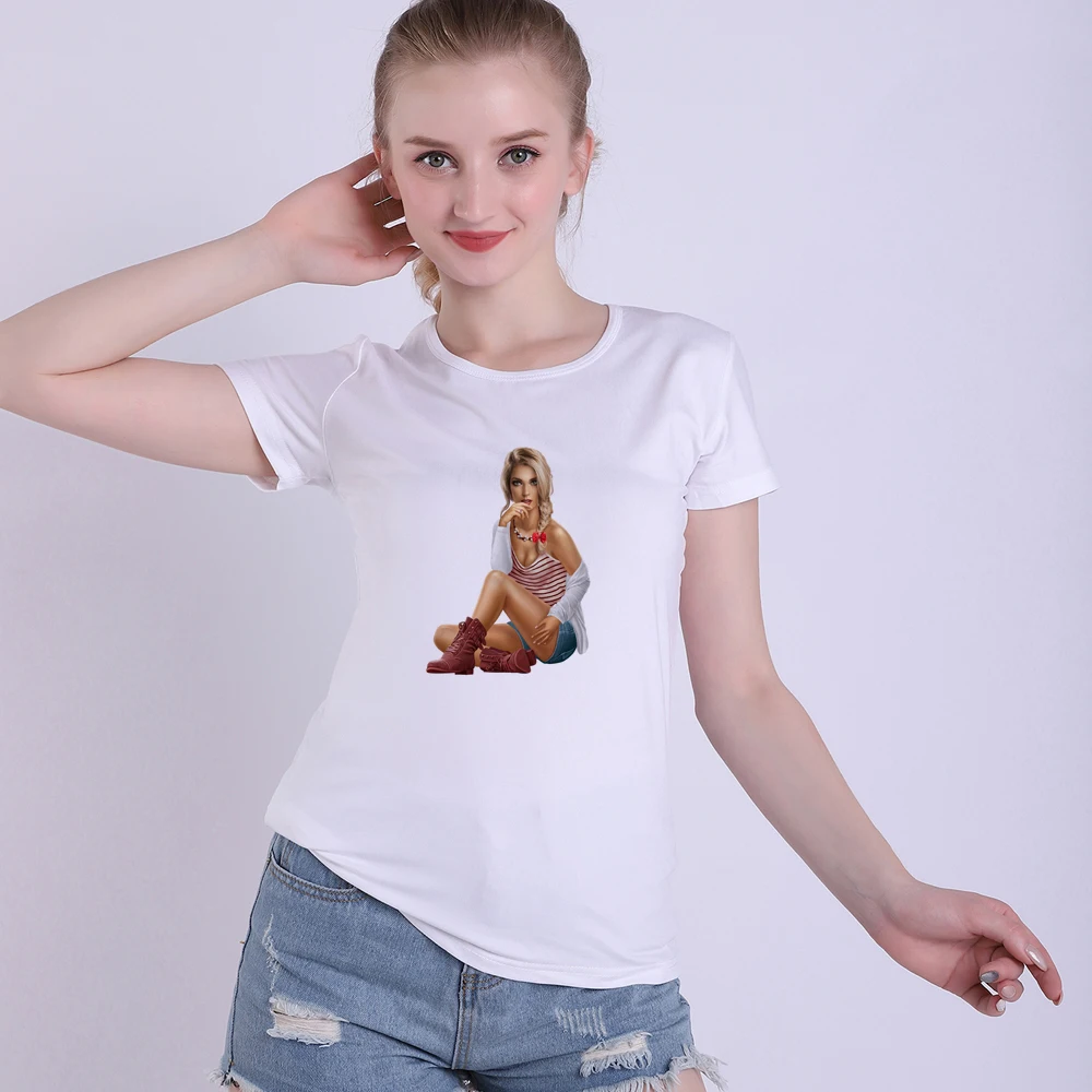 Красочные мультфильм сексуальная девушка печать многоцветный мода леди уличные
