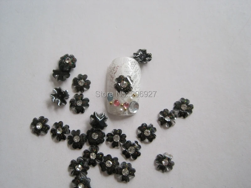 Искусственные 30 шт. милые маленькие Кристальные черные цветы в форме стразы