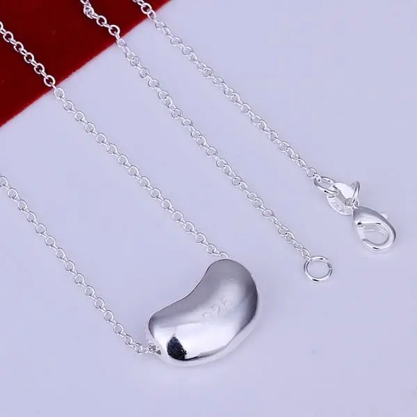 N108 Lucky Charm Silver Color Pendants For Women Sterling Jewelry Necklace Accessories Fashion Big Bean /deualwba | Украшения и