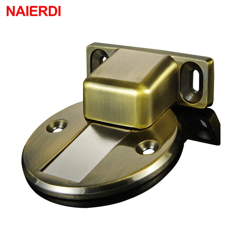 

NAIERDI Door Holder Catch Zinc Alloy Casting Floor-Mounted Magnetic Door Stopper Door Stops Floor Suction For Furniture Hardware