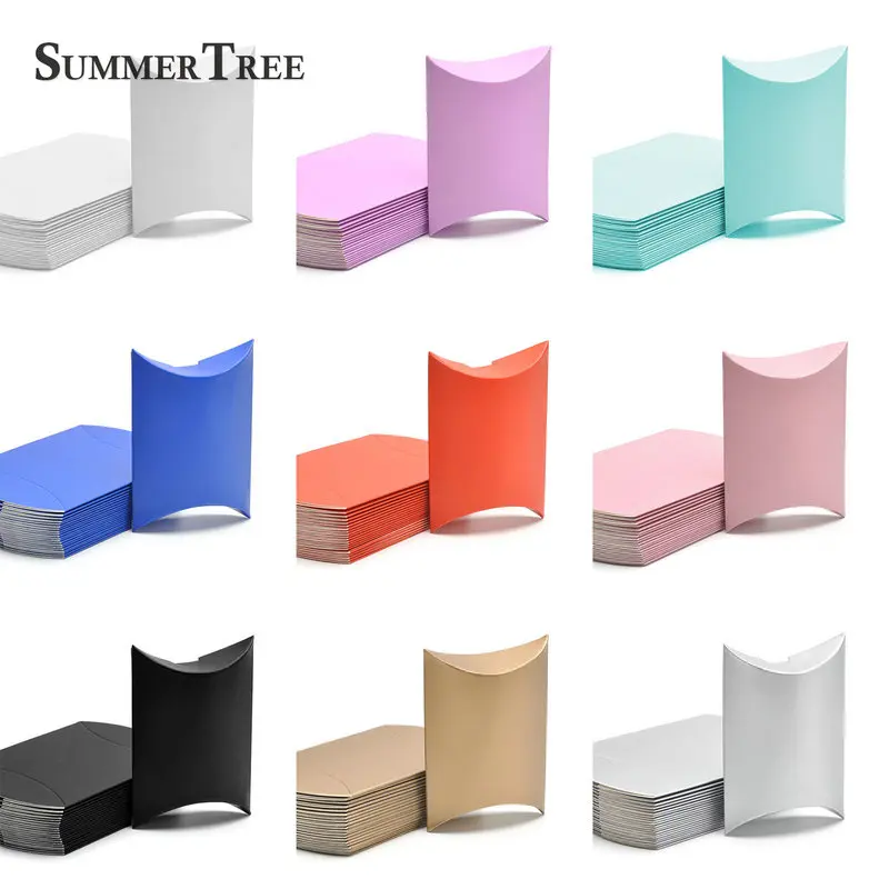 

100pcs/lot Pillow Wedding Party Favor Paper DIY Gift Box Candy Boxes Supply Accessories Favour Kraft Paper Gift Boxes