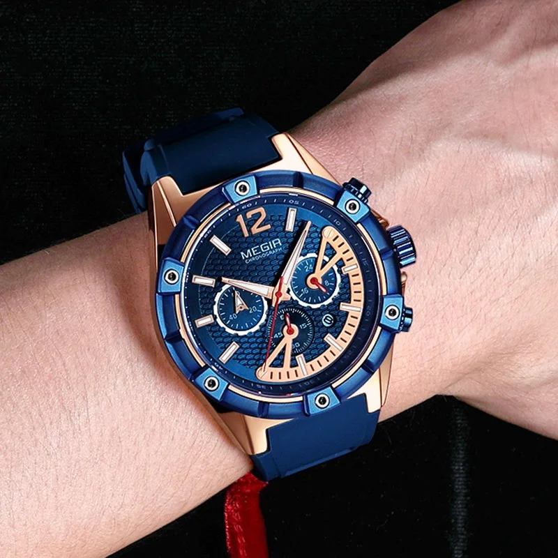 Часы наручные MEGIR Мужские кварцевые роскошные модные спортивные