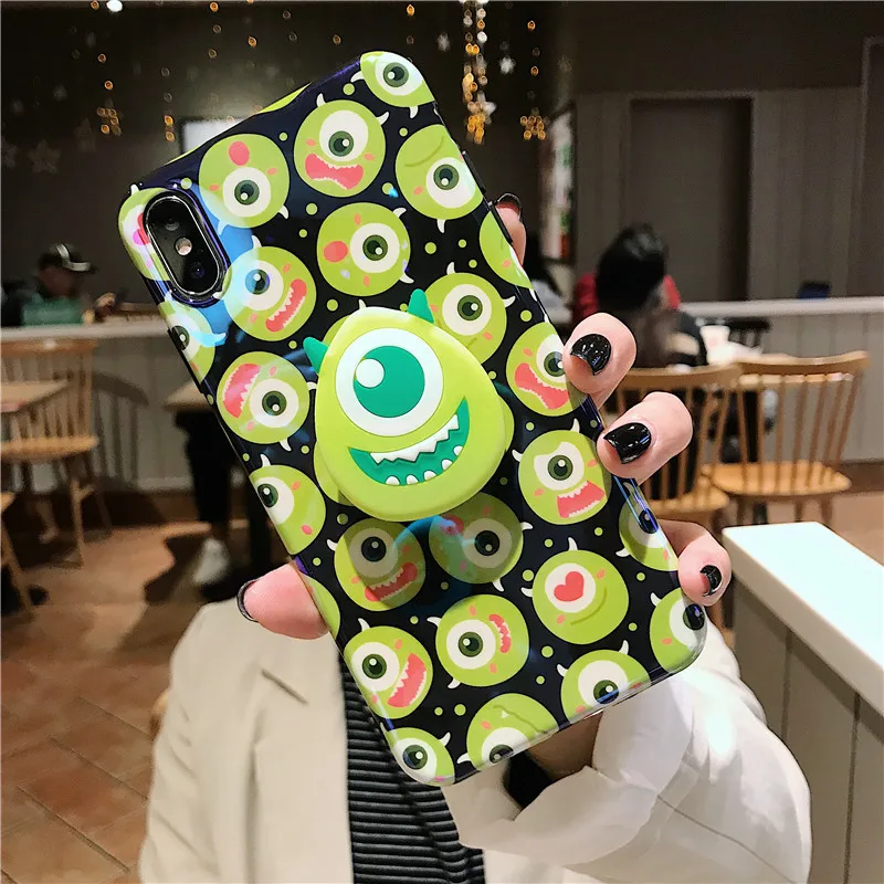 For iphone XS max Cute Monsters Case Soft Sullivan Mike cover 11 pro 7 8 plus X XR 6 6s 6sp blue ray Shell +stander |