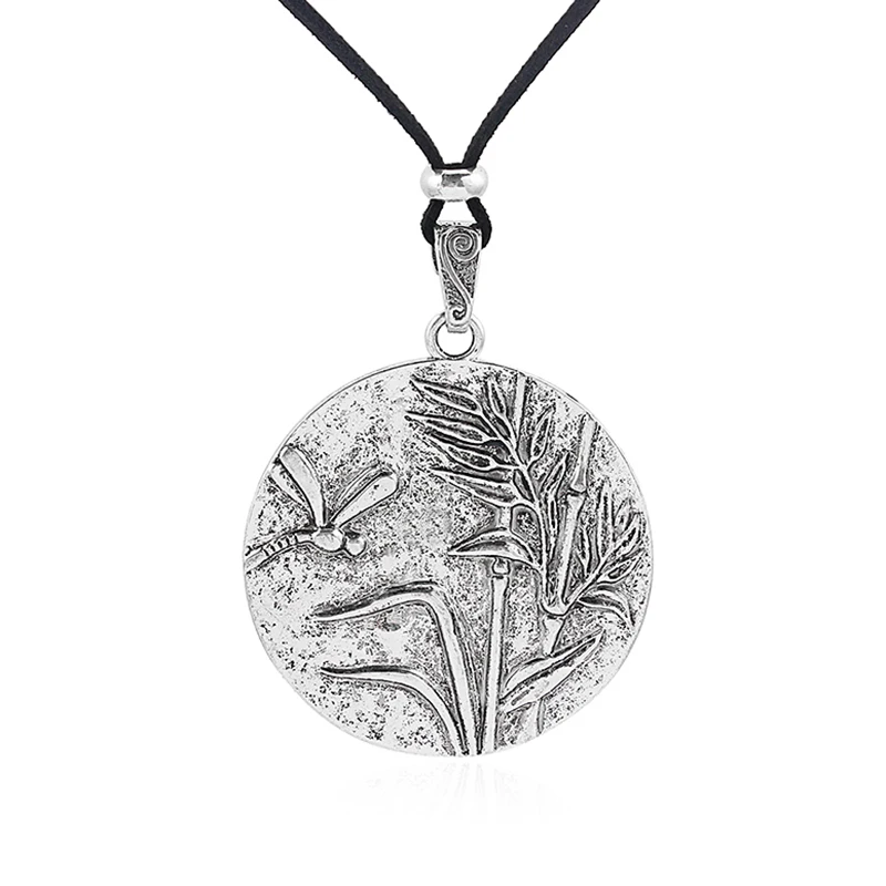 1 шт. большой тростник стрекозы Круглый Кулон черный искусственный замшевый