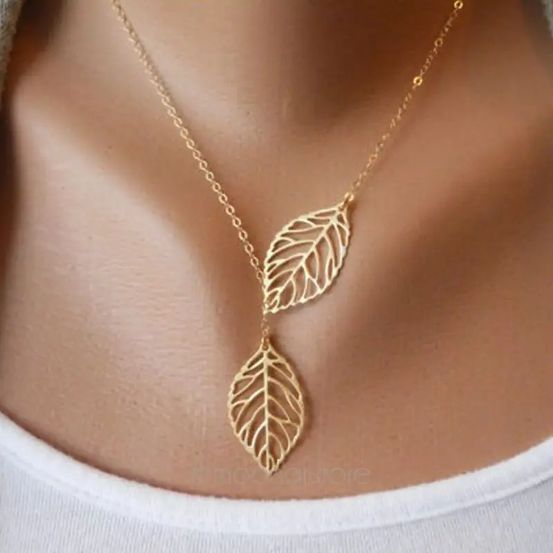 gold leaves Винтажное колье, женское многослойное колье с полыми цветами, колье с кулонами из листьев, модное Золотое колье, ожерелье для женщин, ювелирное изделие, воротник, Mujer - Окраска металла: gold leaves