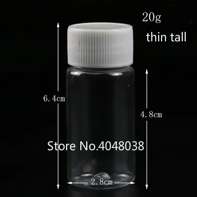 20g Long Tall Прозрачный пластиковый флакон ПЭТ прозрачный пустой флакон 15/20/30/50 мл капсула контейнер для упаковки квадратные бутылки для многоразового использования - Цвет: 20g Long Tall