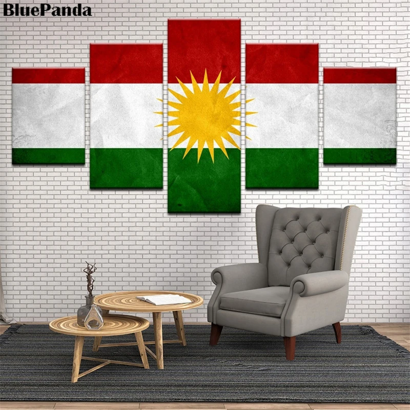 5 шт. флаг Kurdistan HD масляная Картина на холсте печать плакат настенное Искусство