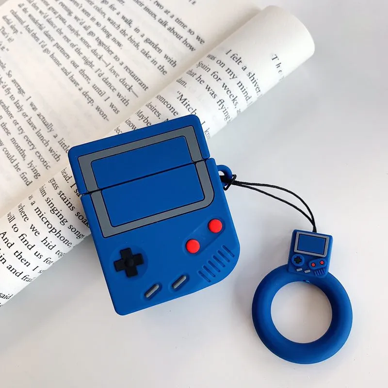 Blue Игровой контроллер, мультяшный силиконовый чехол для наушников с Bluetooth для Apple AirPods, милый защитный ремешок, чехол для зарядки AirPods - Цвет: Blue